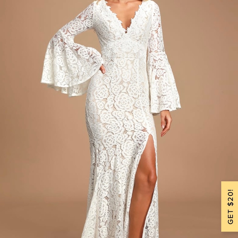 Lulu’s Duchess Ivory Lace Bell Dress - Also sold by Fashion Nova